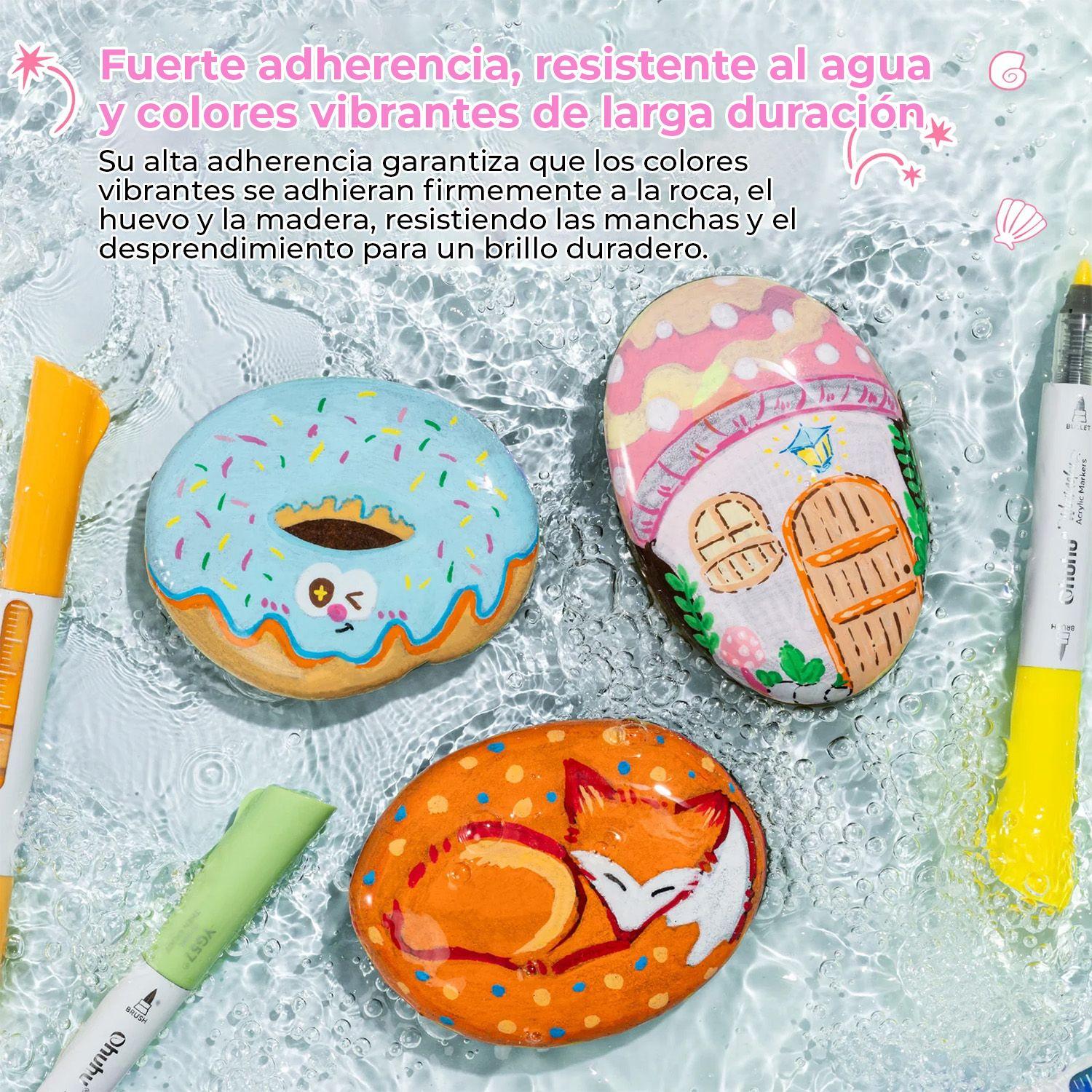 Ohuhu 24 Marcadores Acrílicos Waimoku Puntas Pincel&Bala-6