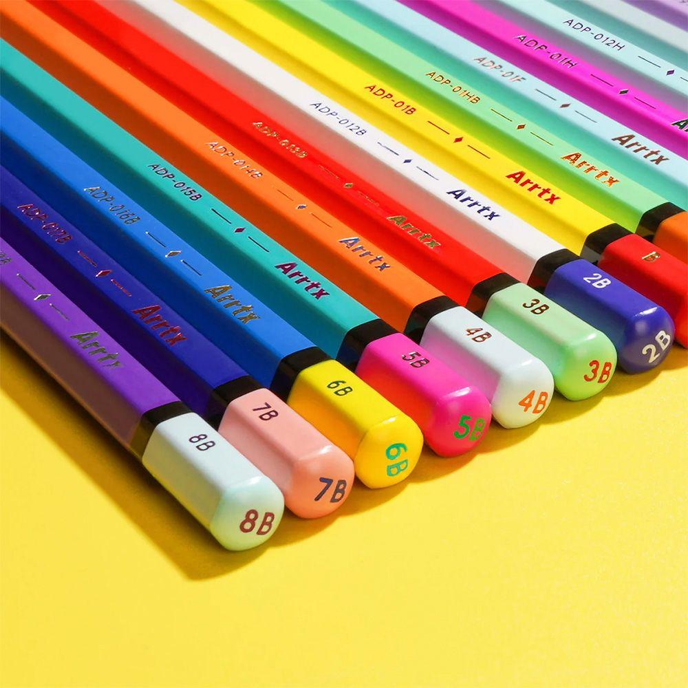 Arrtx 14 Lápices de Dibujo Profesionales desde 4H hasta 8B-5