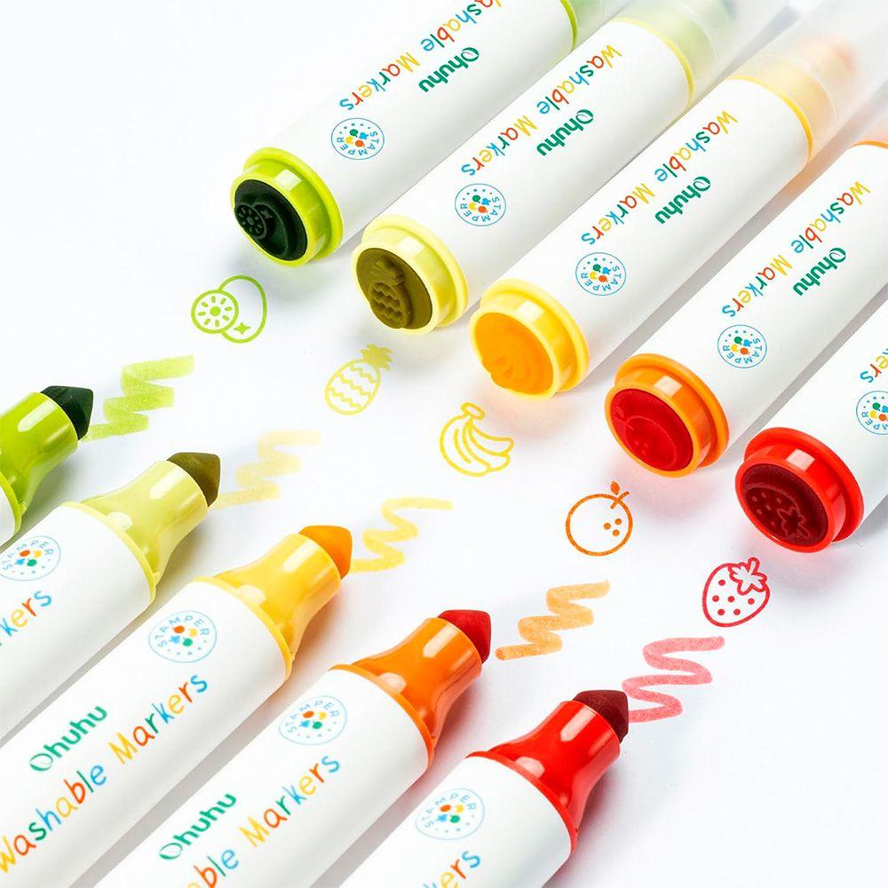 OHUHU 12 STAMPER MARCADORES LAVABLES BASE AGUA  DOBLE PUNTA-2