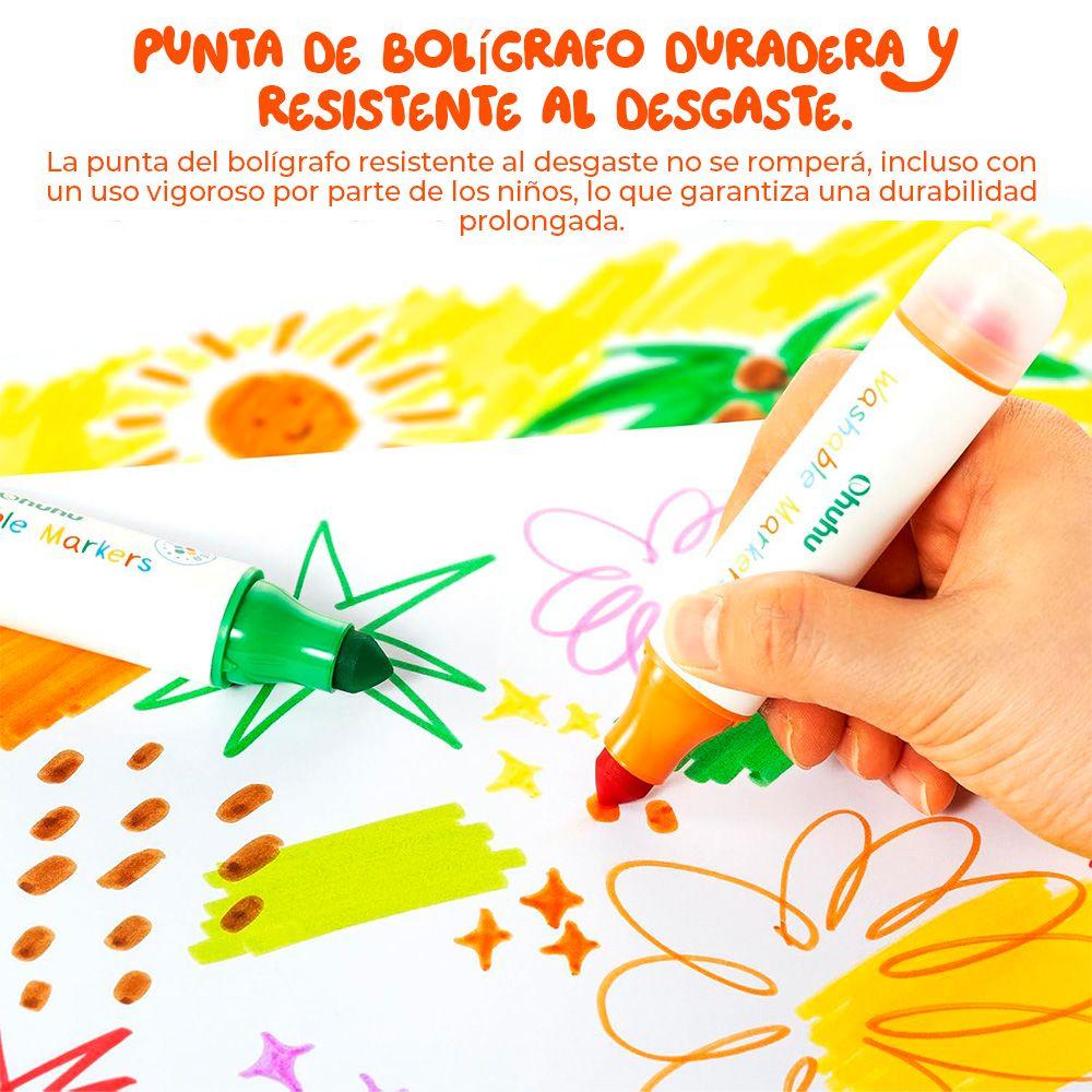 OHUHU 12 STAMPER MARCADORES LAVABLES BASE AGUA  DOBLE PUNTA-4