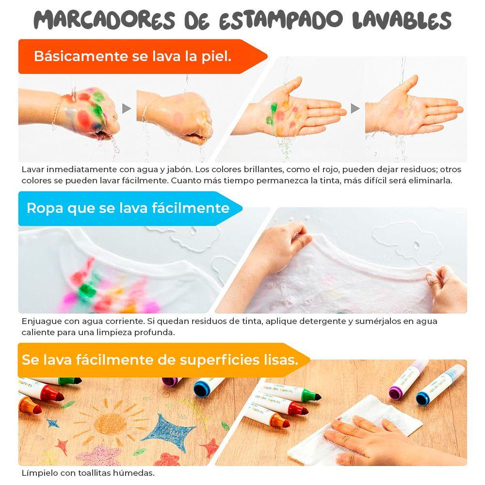 OHUHU 12 STAMPER MARCADORES LAVABLES BASE AGUA  DOBLE PUNTA-5