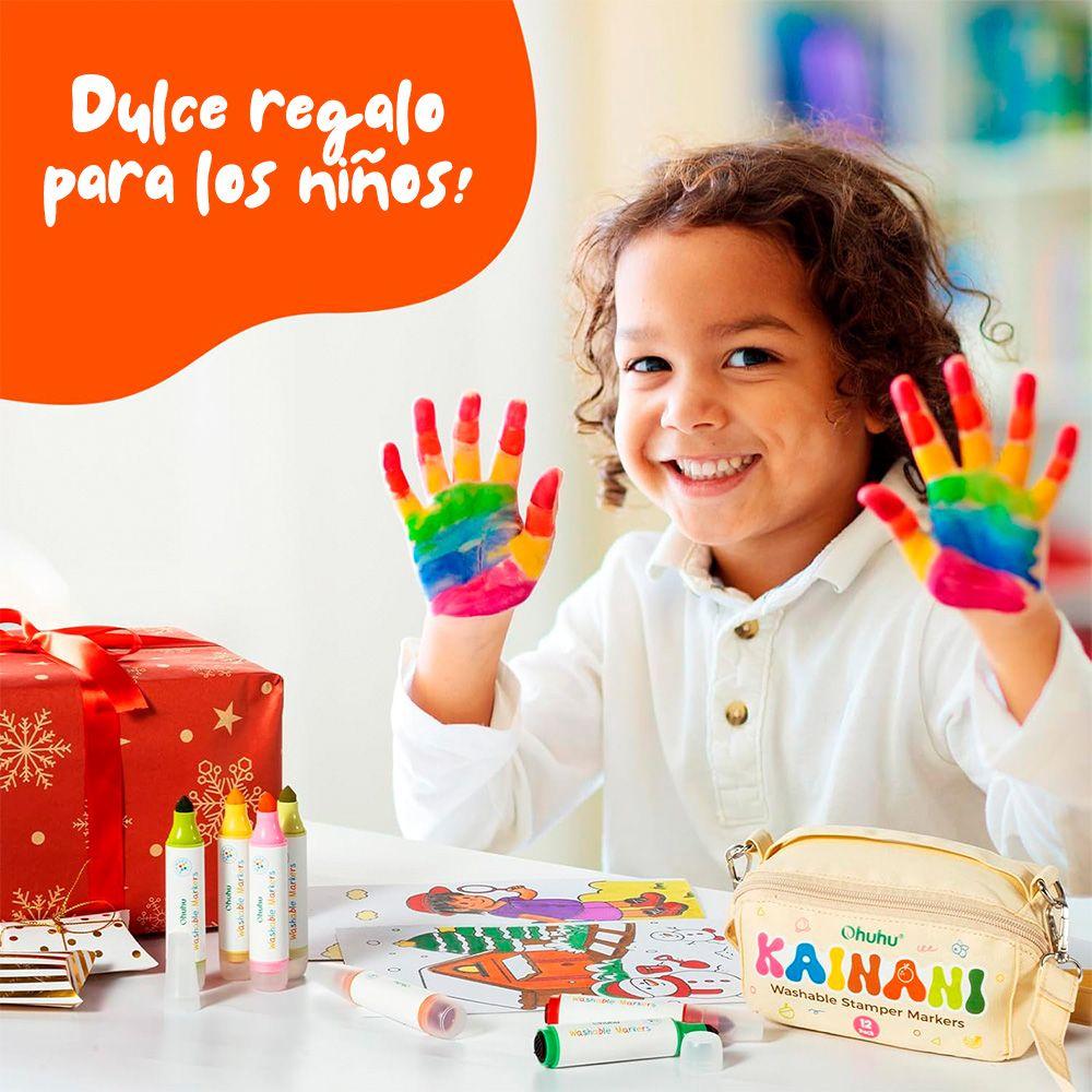 OHUHU 12 STAMPER MARCADORES LAVABLES BASE AGUA  DOBLE PUNTA-8