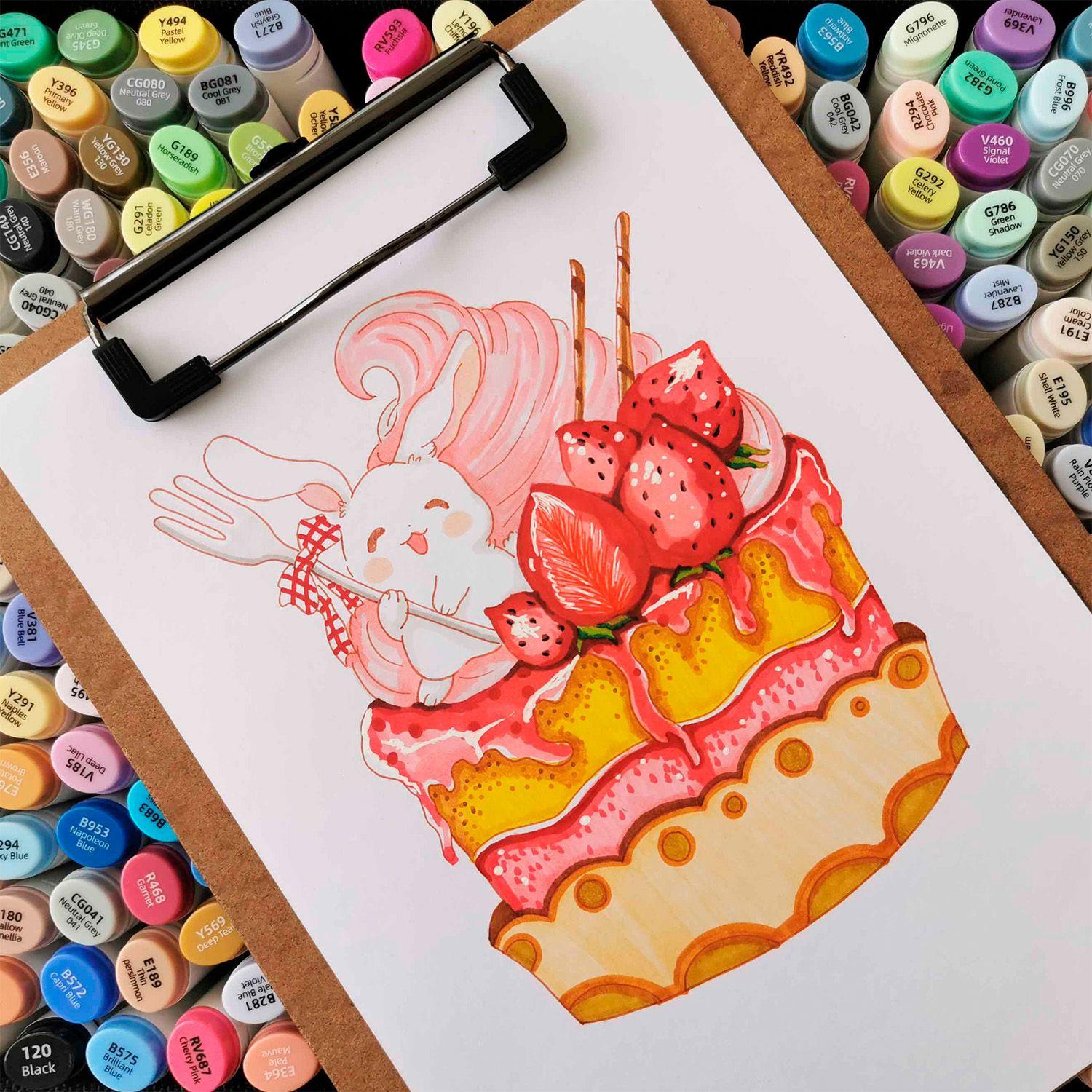 Ohuhu 160 Marcadores Alcohol + 1 Blender Oahu Fina&Biselada-8