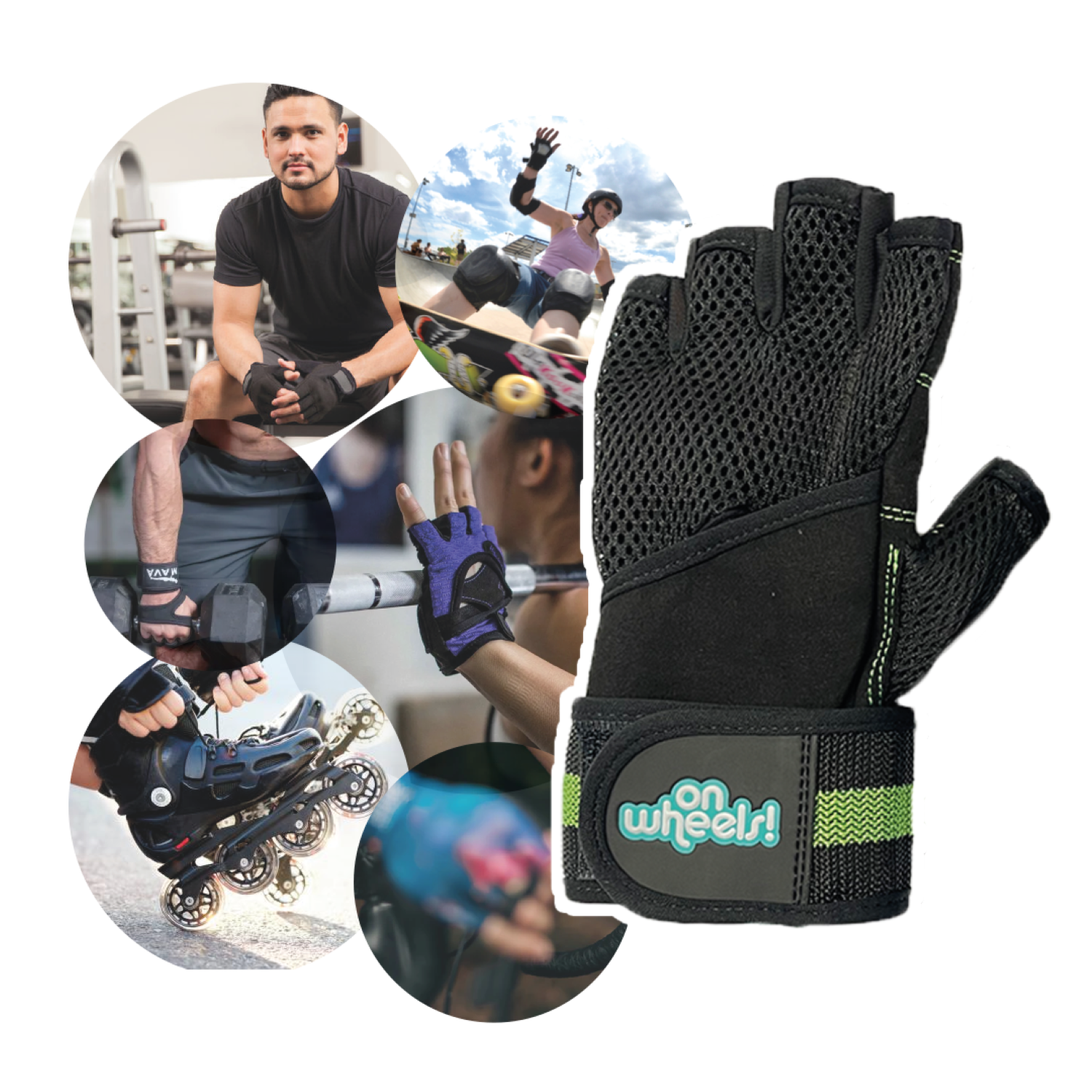Guantes De Entrenamiento Para Pesas Black/green Onwheels-6