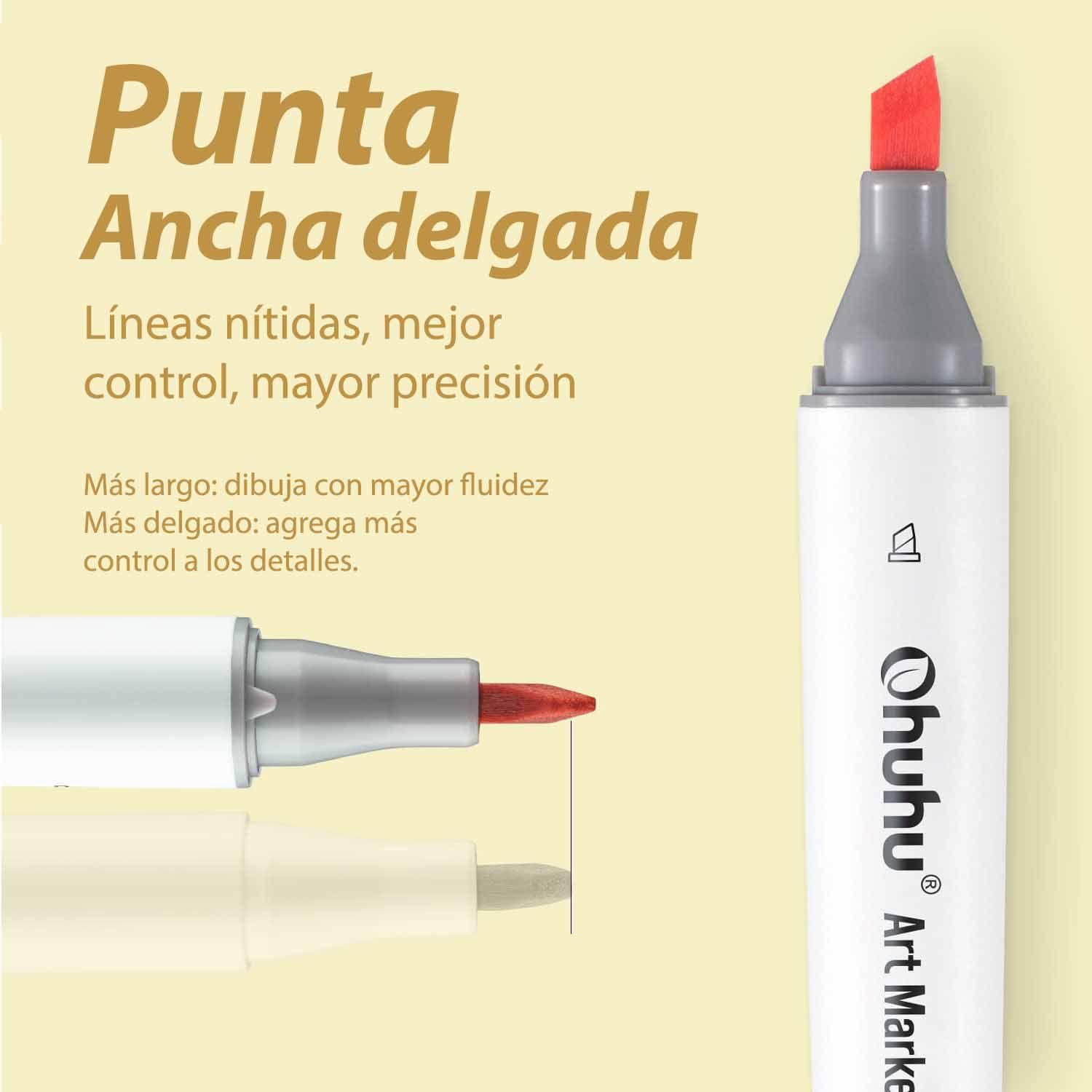 Ohuhu 60 Marcadores Alcohol Fina & Biselada fina Ilustración-4