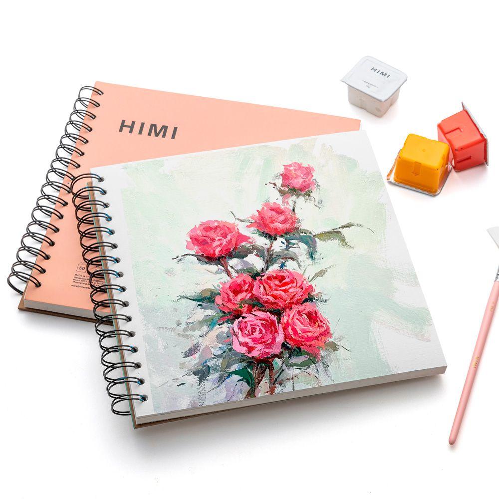 HIMI Block para Gouache 21.6 x 21.6 cm 50hojas 160g Rosado-4