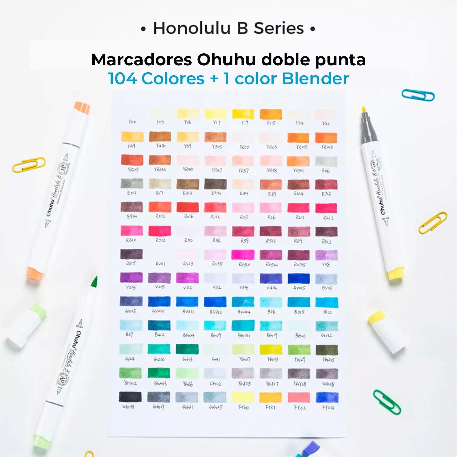 Ohuhu 104 Marcadores Alcohol + 1 Blender Pincel & fina-2
