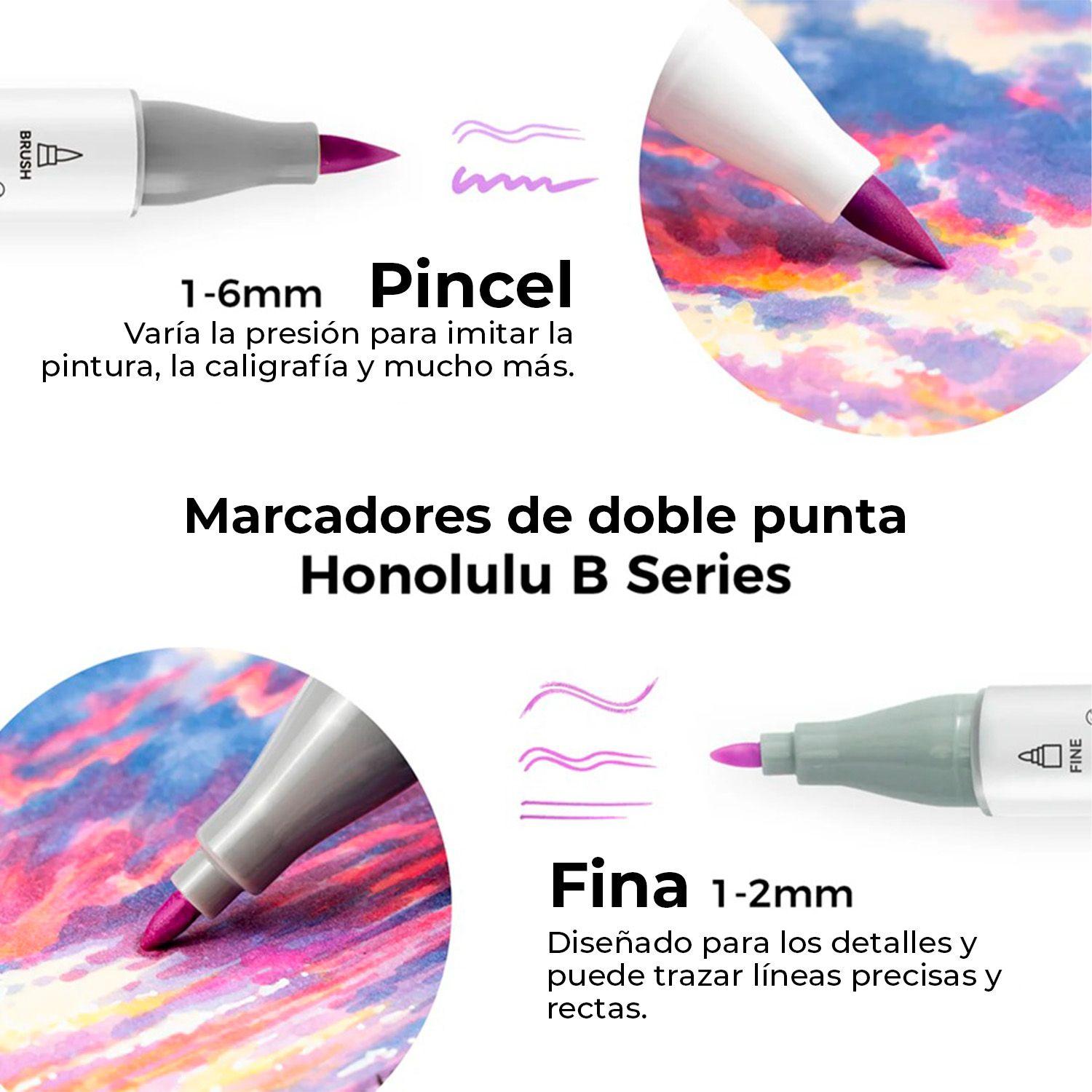 Ohuhu 104 Marcadores Alcohol + 1 Blender Pincel & fina-3