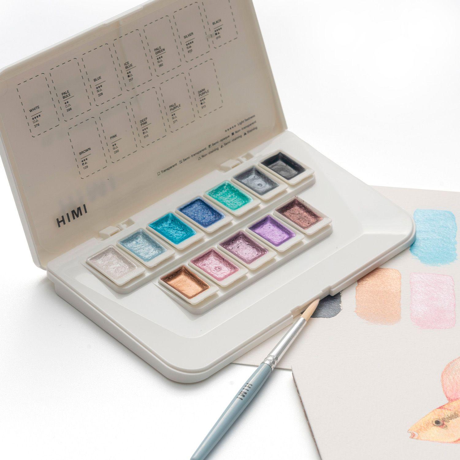 HIMI set de Acuarela Metalizada 12 colores selección Plata-2