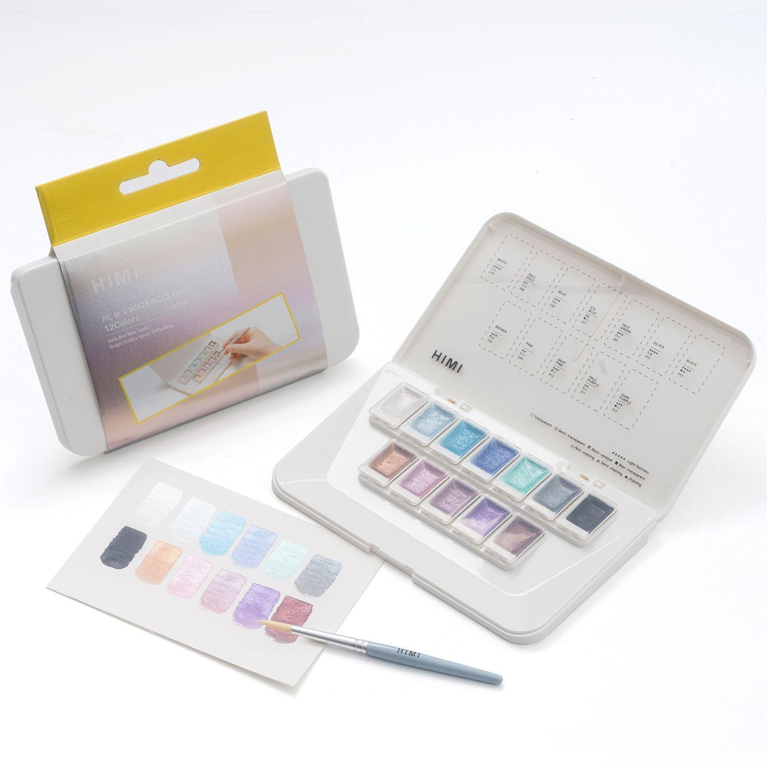 HIMI set de Acuarela Metalizada 12 colores selección Plata-3