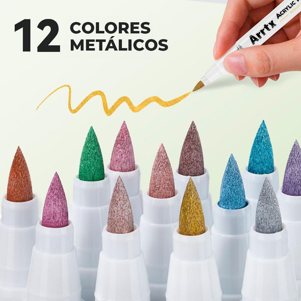 ARRTX MARCADORES METÁLICOS DE PINTURA ACRÍLICA DE 12 COLORES-2