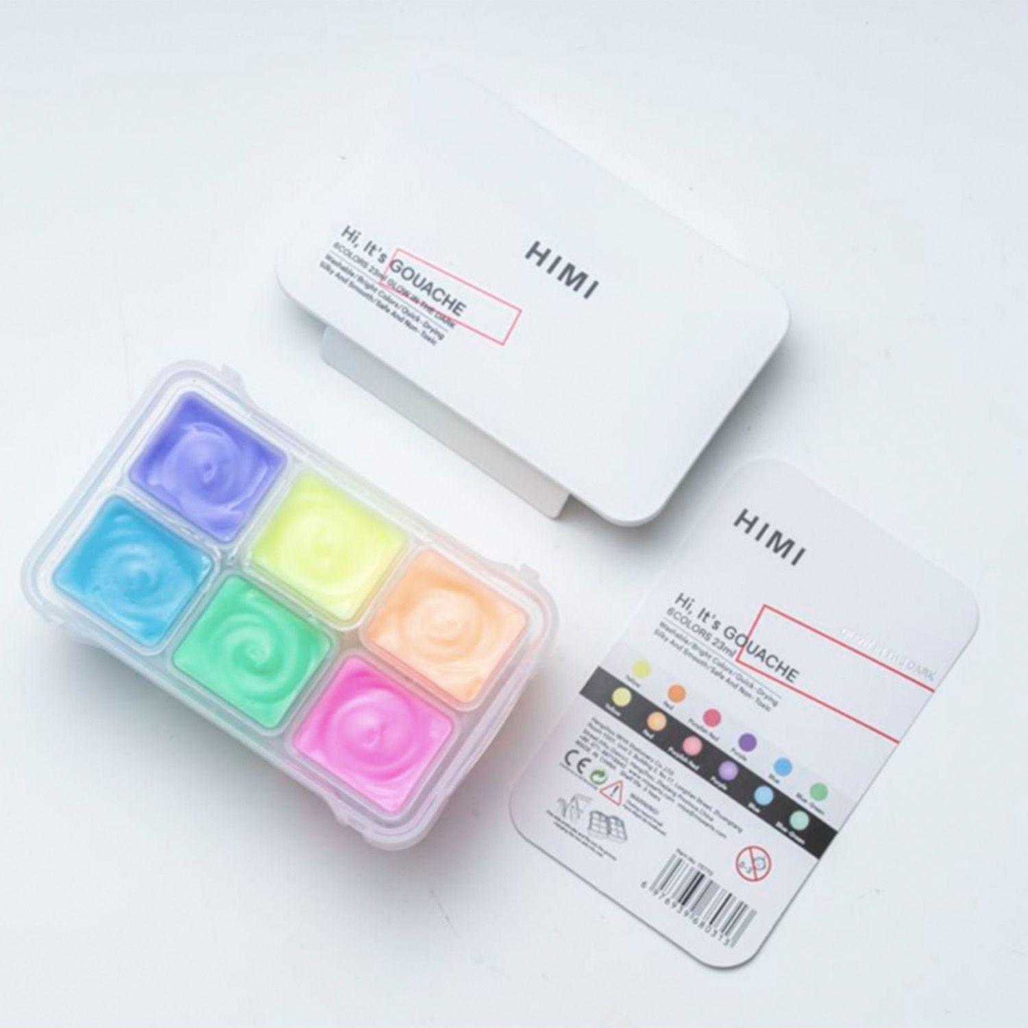 Set Himi gouache brillo en la oscuridad 6 colores 23ml-2