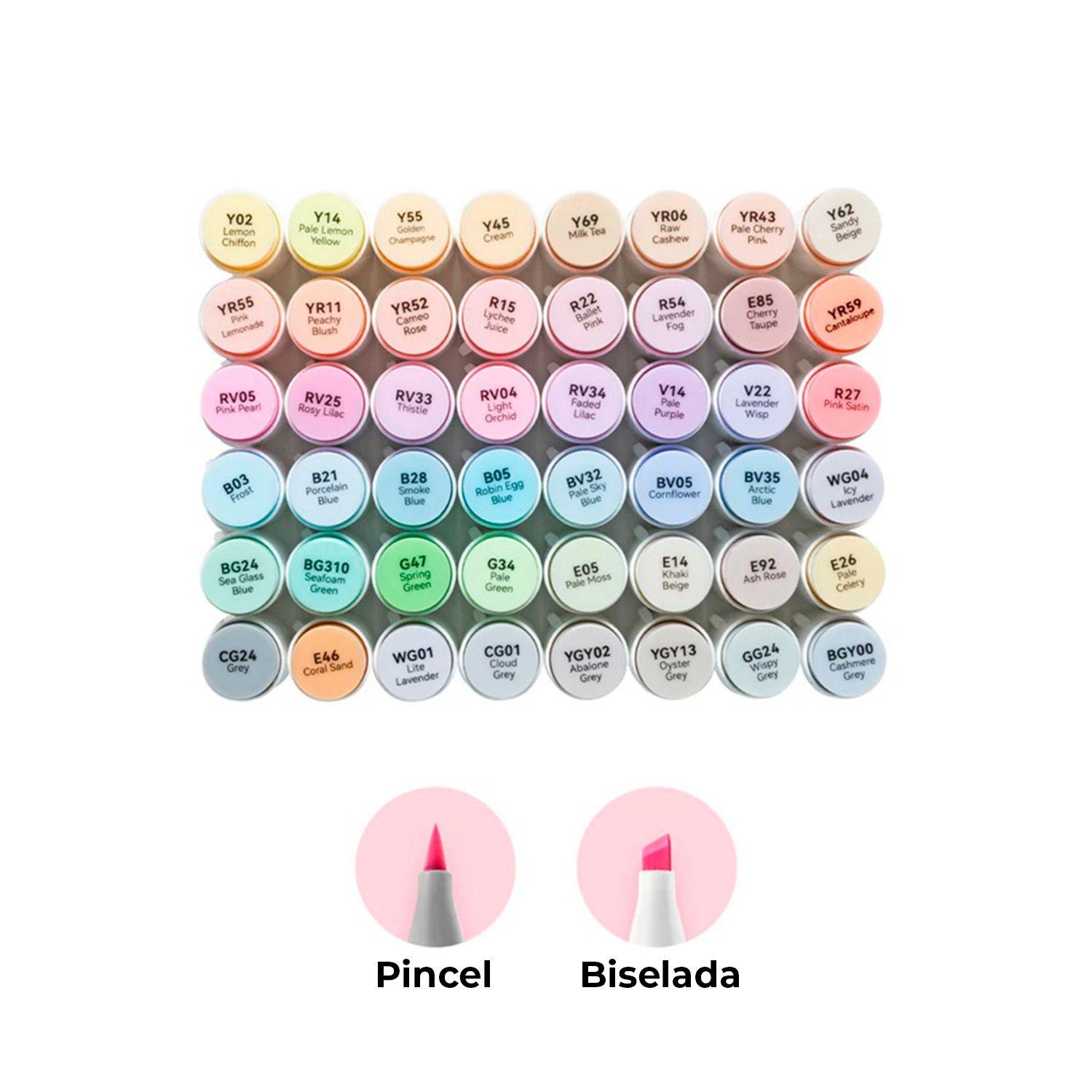 Ohuhu 48 Marcadores Alcohol Pastel Sweetness Pincel&Biselada-3