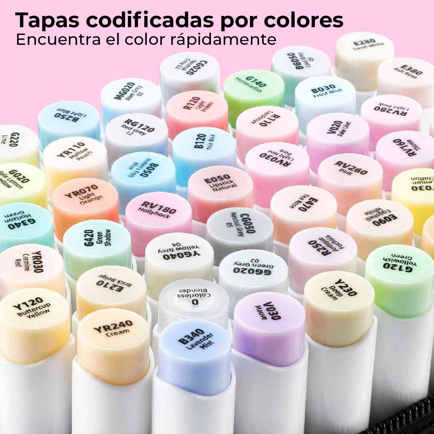Ohuhu 48 Marcadores Alcohol Pastel Sweetness Pincel&Biselada-5