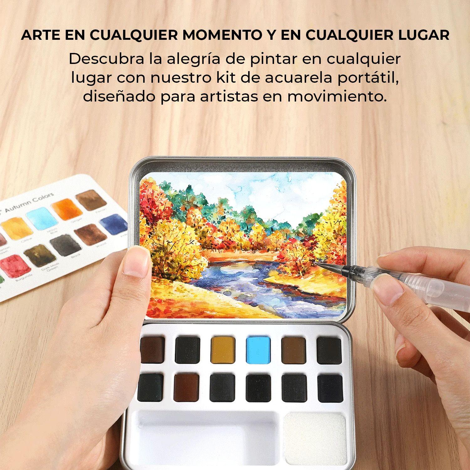 Grabie Set Acuarela de Bolsillo + Pincel 12 colores Otoñales-3