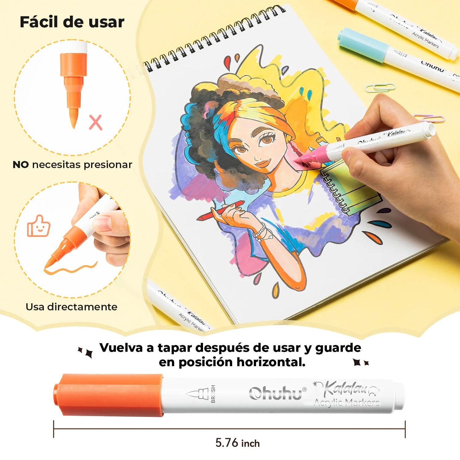 Ohuhu 30 Marcadores Acrílicos Kalalau Punta Pincel-2