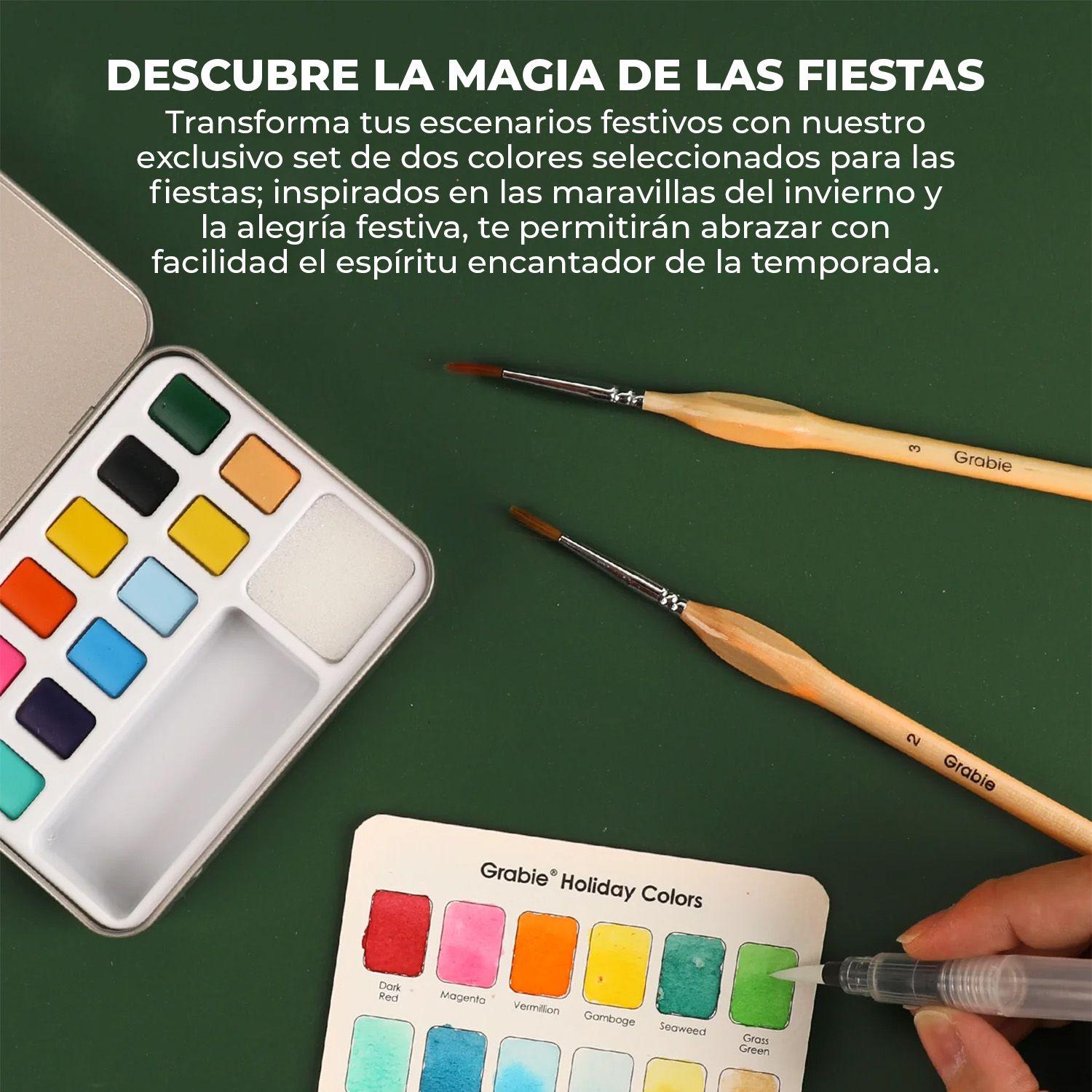 Grabie Set Acuarela Bolsillo + Pincel 12 colores de Navidad-5