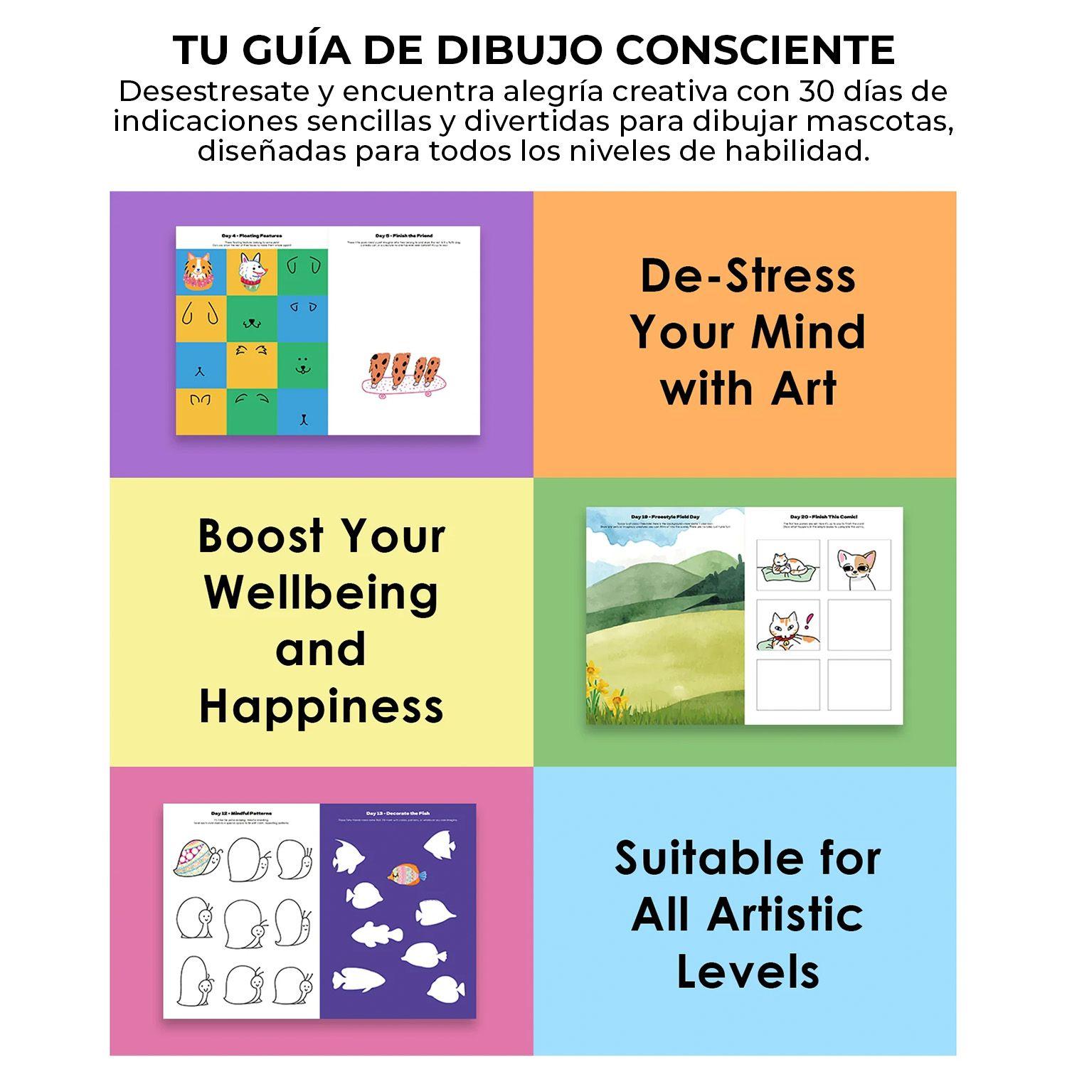 Libro Qué dibujar cuando no puedes +12 Bolígrafos, Mascotas-6