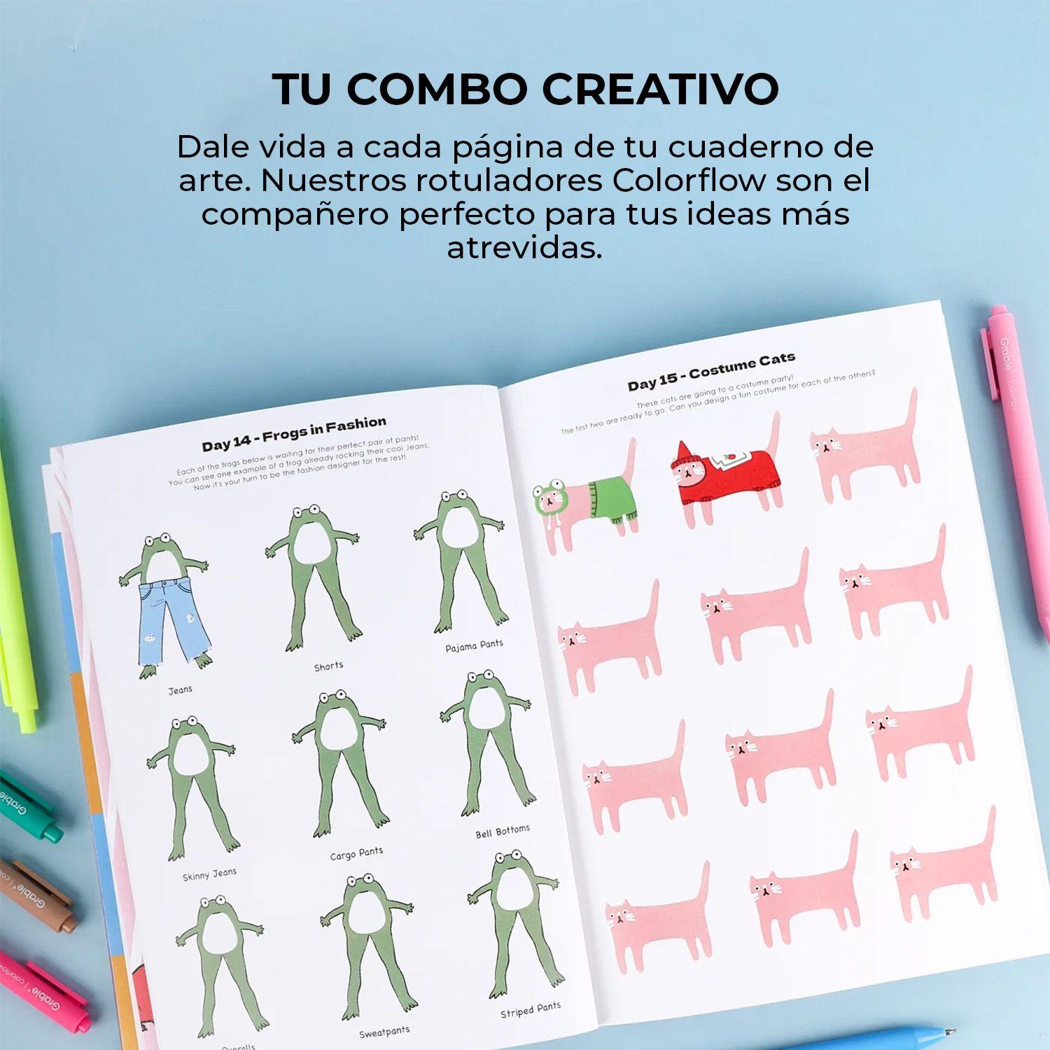 Libro Qué dibujar cuando no puedes +12 Bolígrafos, Mascotas-8