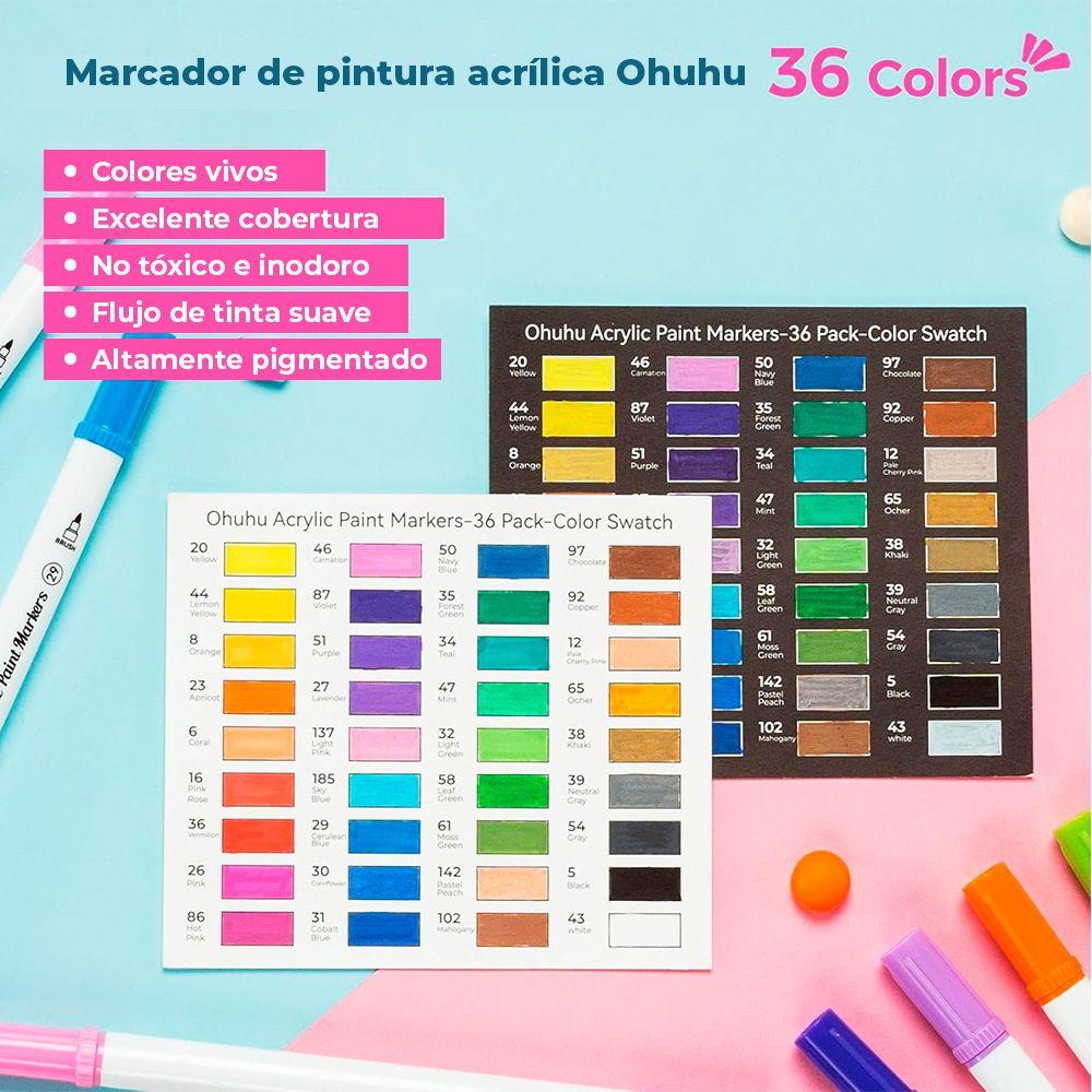 Ohuhu 36 Marcadores Acrílicos Doble Punta (Fina y Puntos)-3