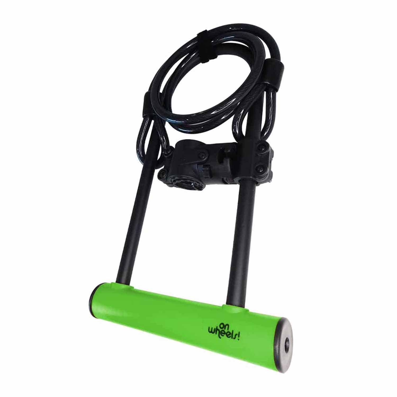 Candado U-lock Onwheels Largo Con Piola Y Soporte - Verde-2