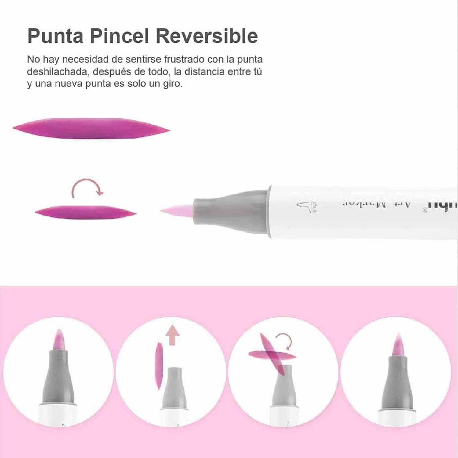 Ohuhu 24 Marcadores Alcohol Tonos Piel Pincel & Fina-4