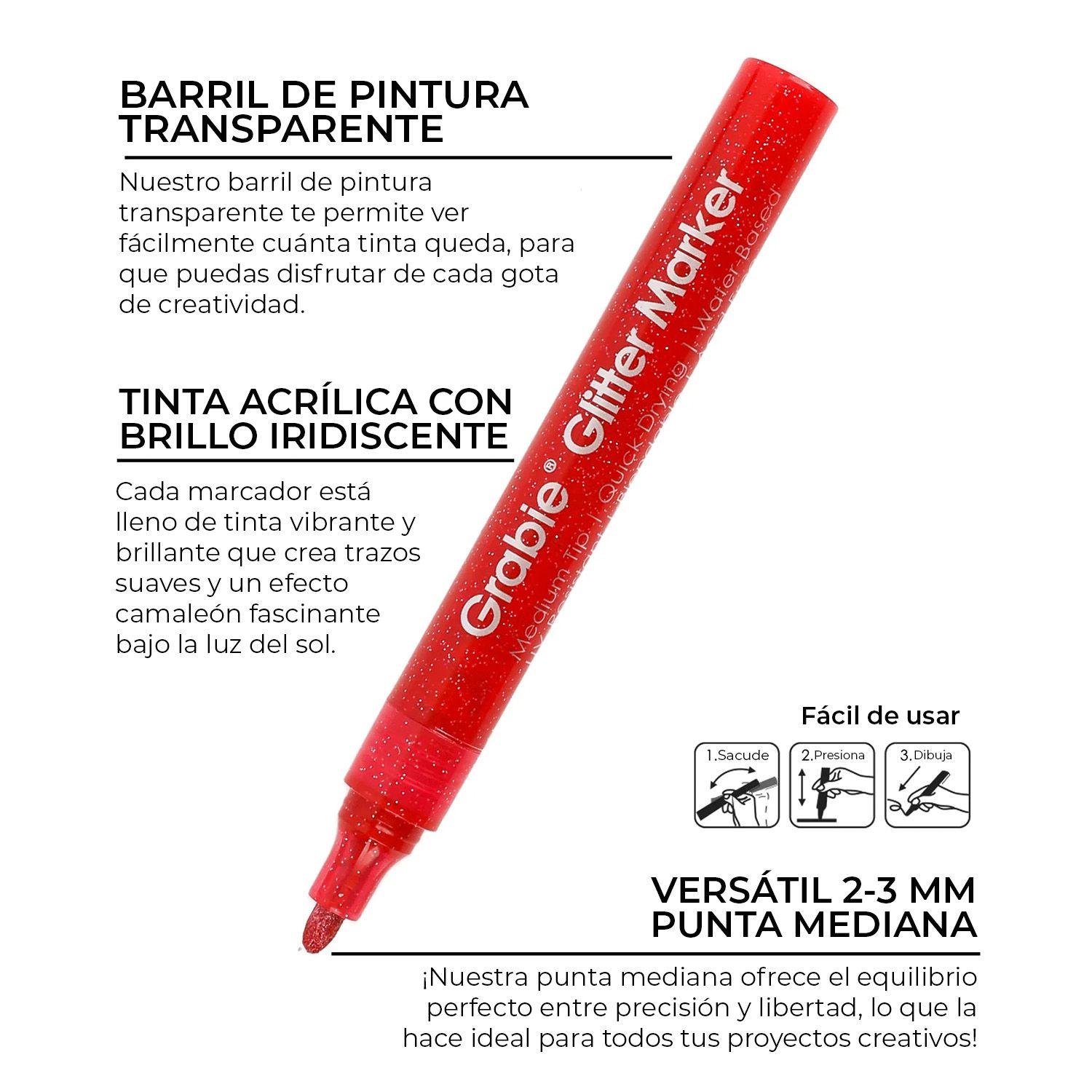 Grabie 24 Marcadores Acrilicos Jumbo con Glitter Punta 3mm-2