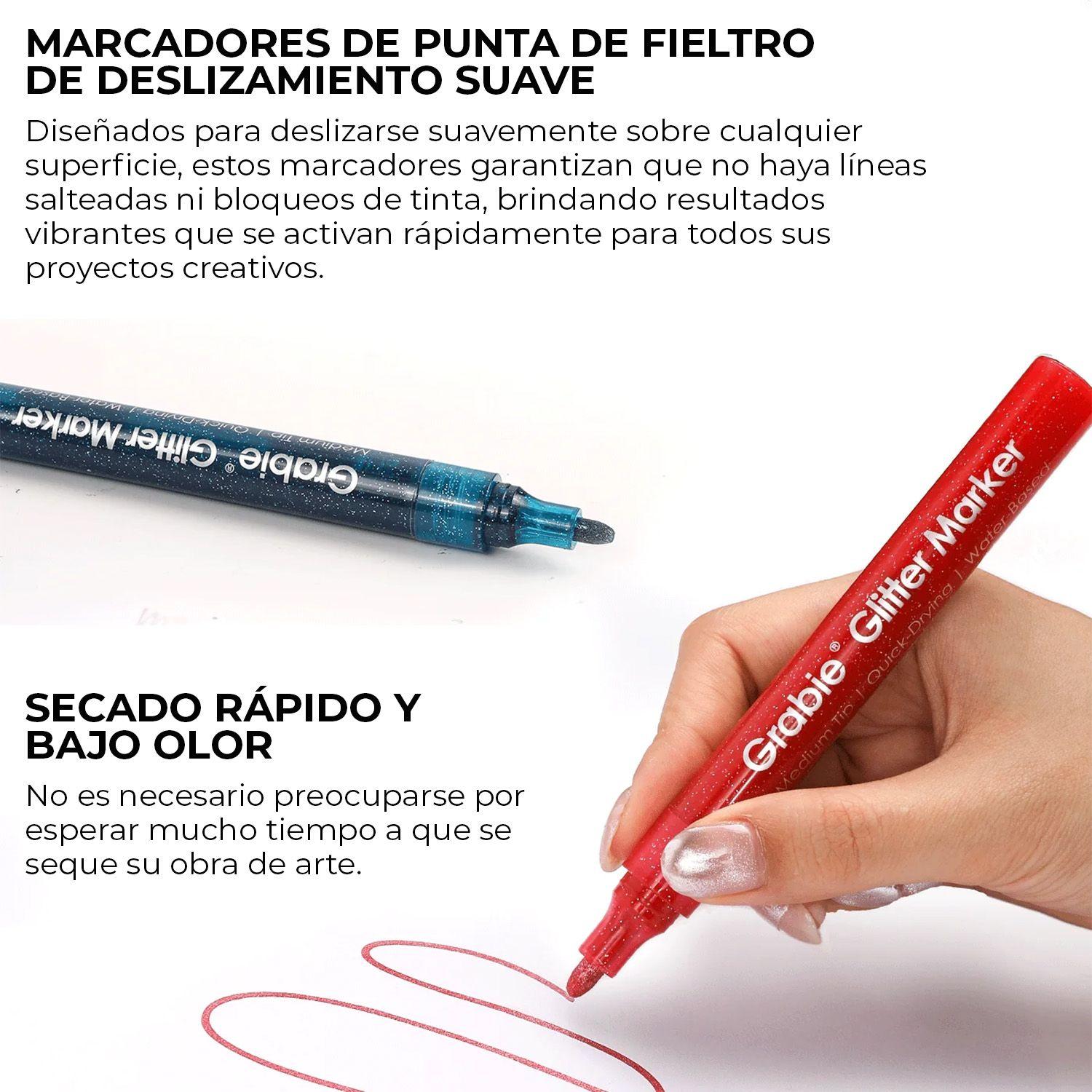 Grabie 24 Marcadores Acrilicos Jumbo con Glitter Punta 3mm-3