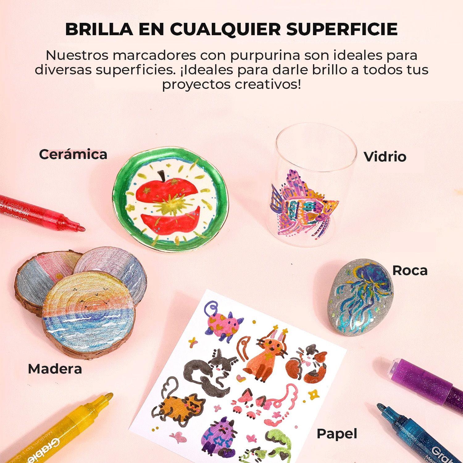 Grabie 24 Marcadores Acrilicos Jumbo con Glitter Punta 3mm-5