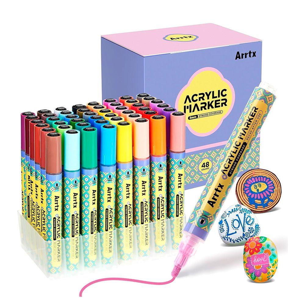 Arrtx Marcadores Acrílicos de 48 Colores (Punta Redonda)-0