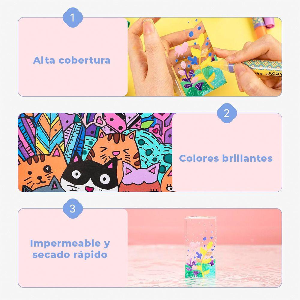 Arrtx Marcadores Acrílicos de 48 Colores (Punta Redonda)-5