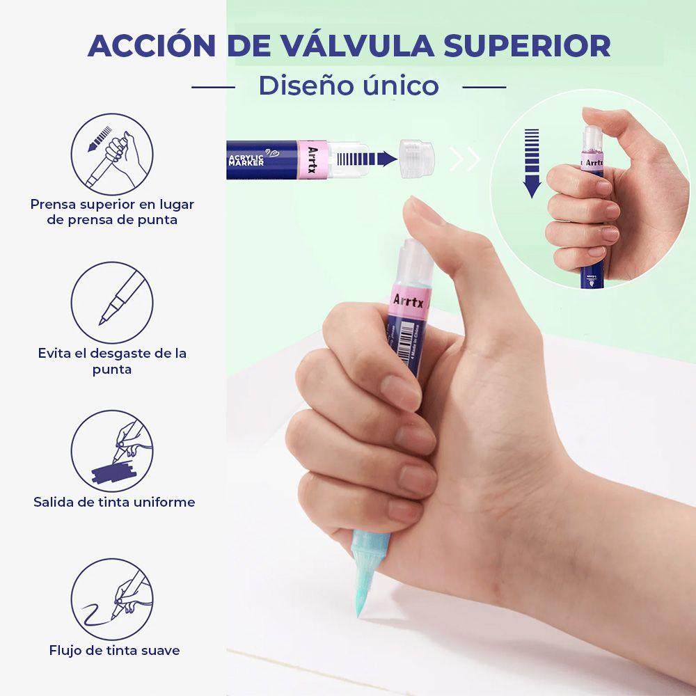 Arrtx Marcadores Acrílicos de Acción 48 colores punta pincel-3