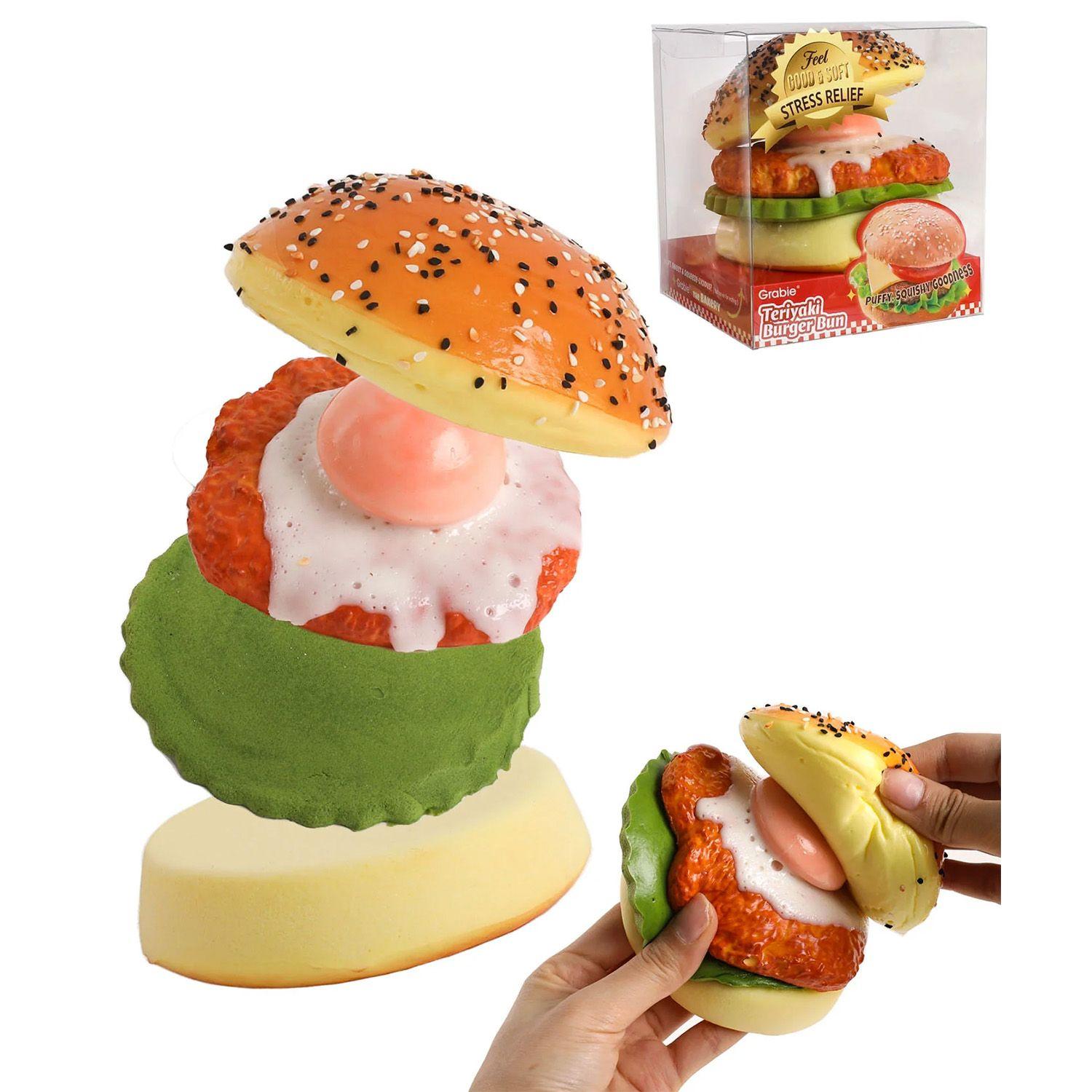 Grabie Squishy Antiestrés de Espuma PU Hamburguesa Teriyaki-0