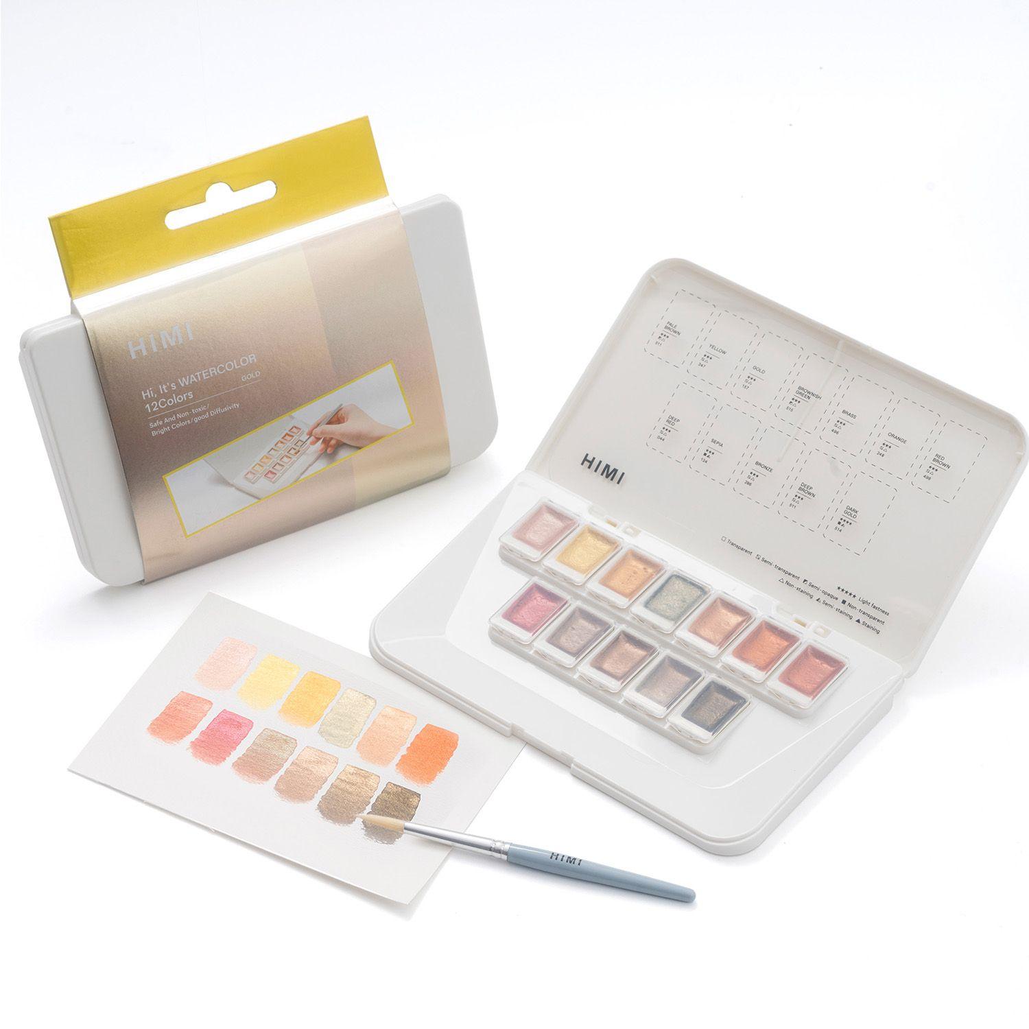 HIMI set de Acuarela Metalizada 12 colores selección Oro-4