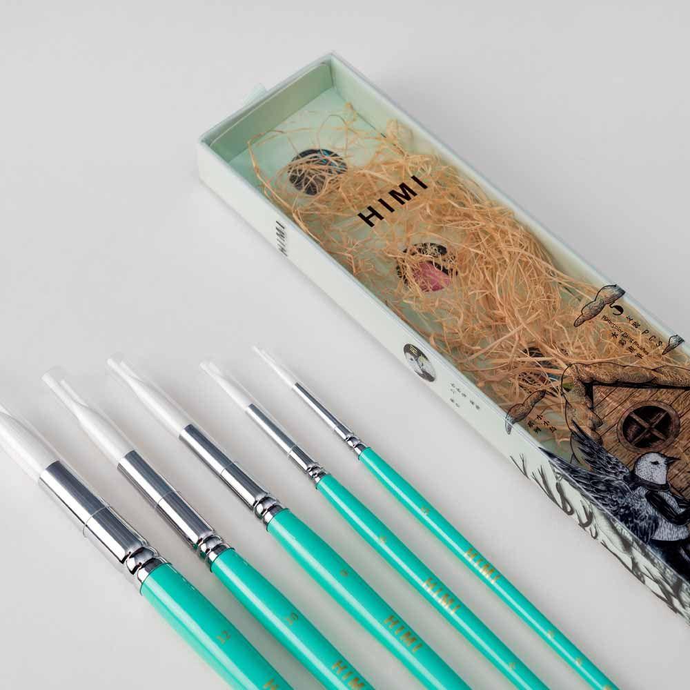 Himi - Miya Little Bird Set De 5 Pinceles Acuarela Verde-3