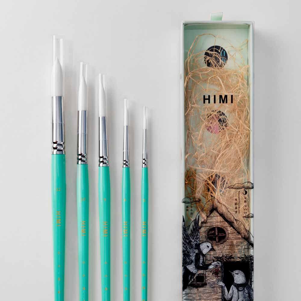 Himi - Miya Little Bird Set De 5 Pinceles Acuarela Verde-5