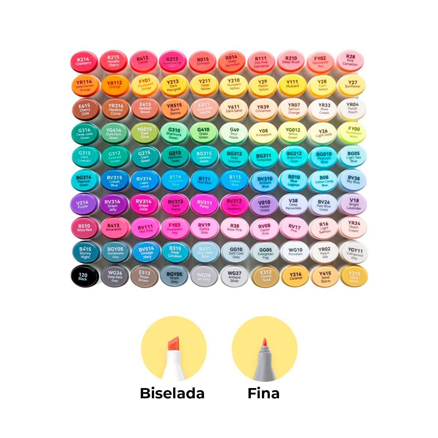 Ohuhu 100 Marcadores Alcohol + 1 Blender Oahu Fina&Biselada-2