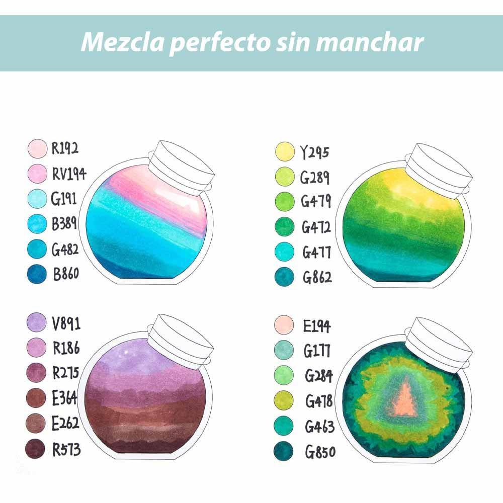 Ohuhu 60 Marcadores Alcohol +1 Blender Fina&biselada paisaje-2