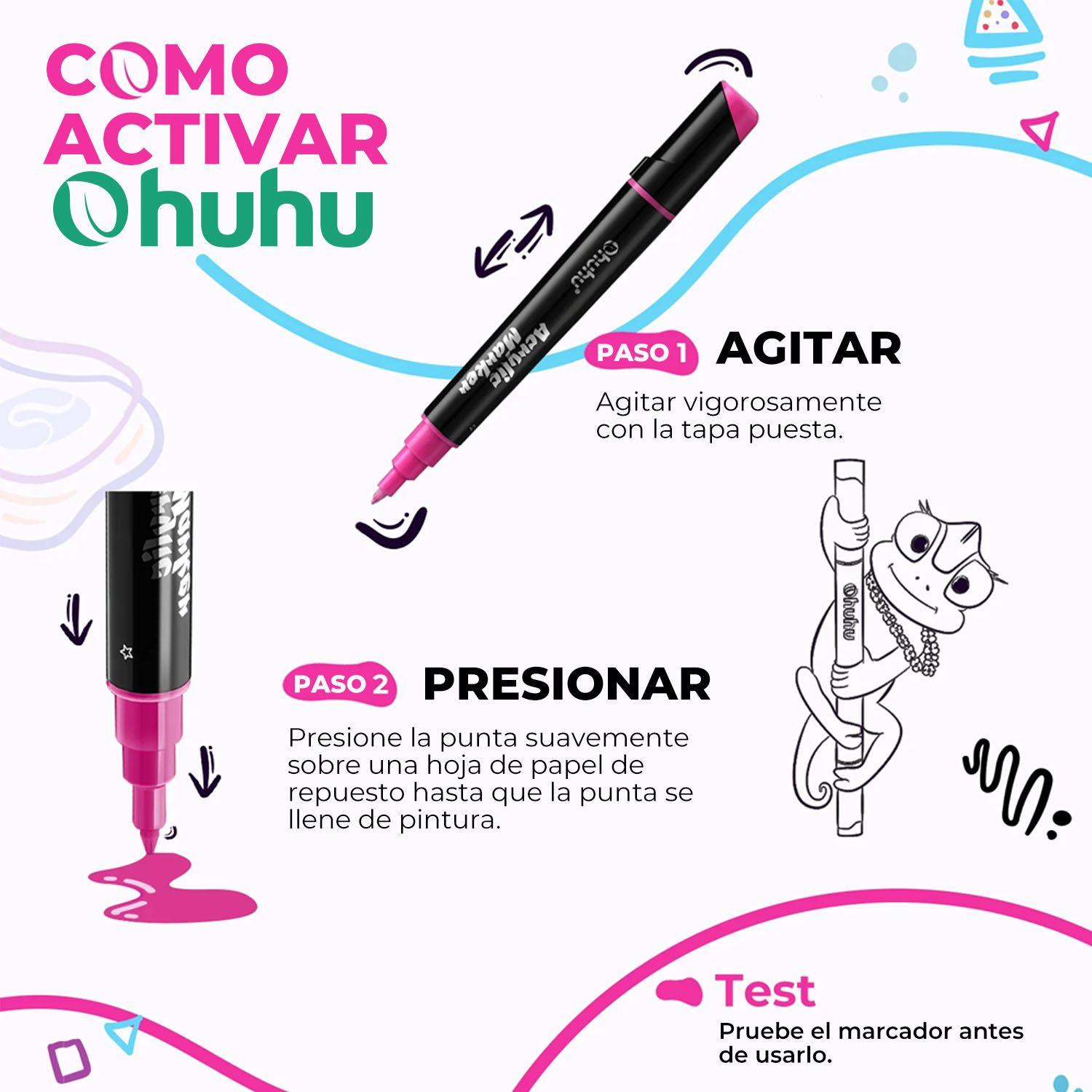 Ohuhu Marcador Acrílico Puntas Fina y Redonda Rojo R003/R315-2