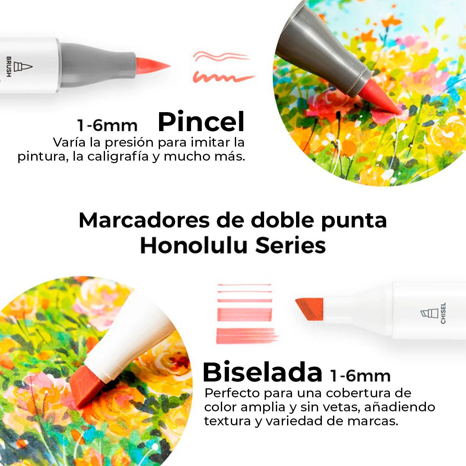 Ohuhu 48 Marcadores Alcohol Tonos Medios Pincel & Biselada-4