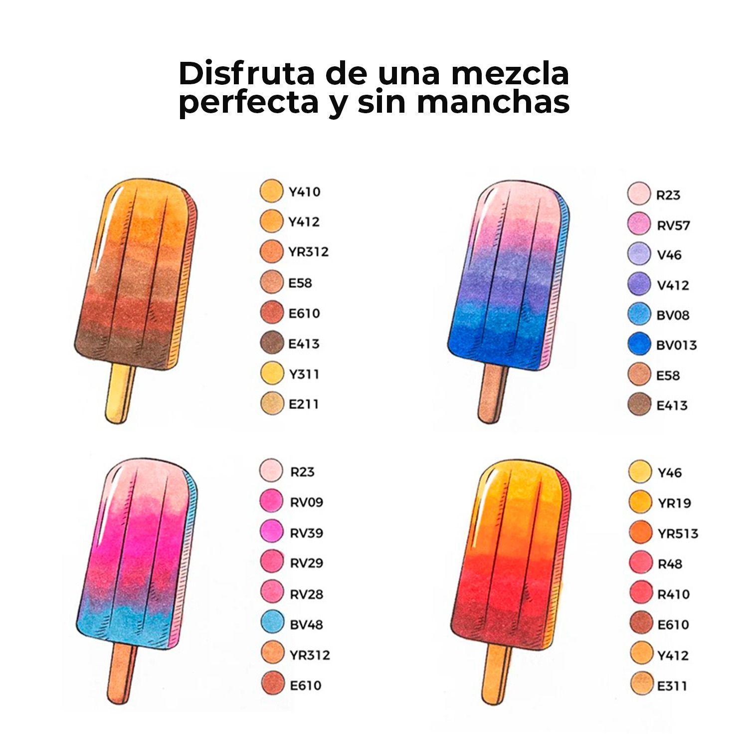 Ohuhu 48 Marcadores Alcohol Tonos Medios Pincel & Biselada-5