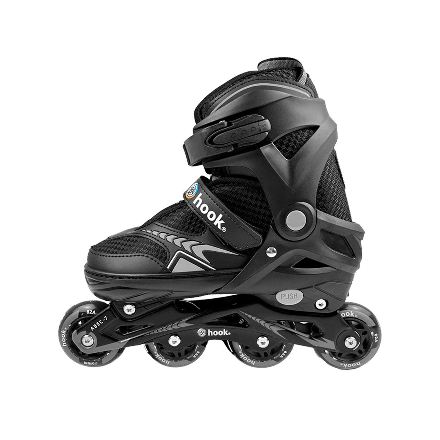 Patines en Linea Extensibles Hook Fitness Negro M (34-37)-2