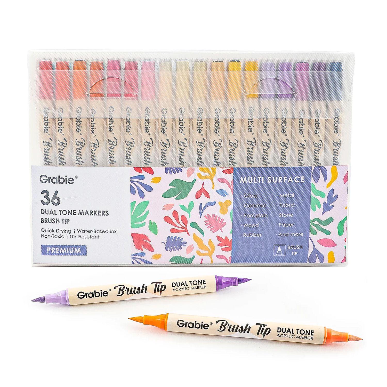 Grabie 36 Marcadores Acrílicos 2en1 punta Pincel 72 colores-2