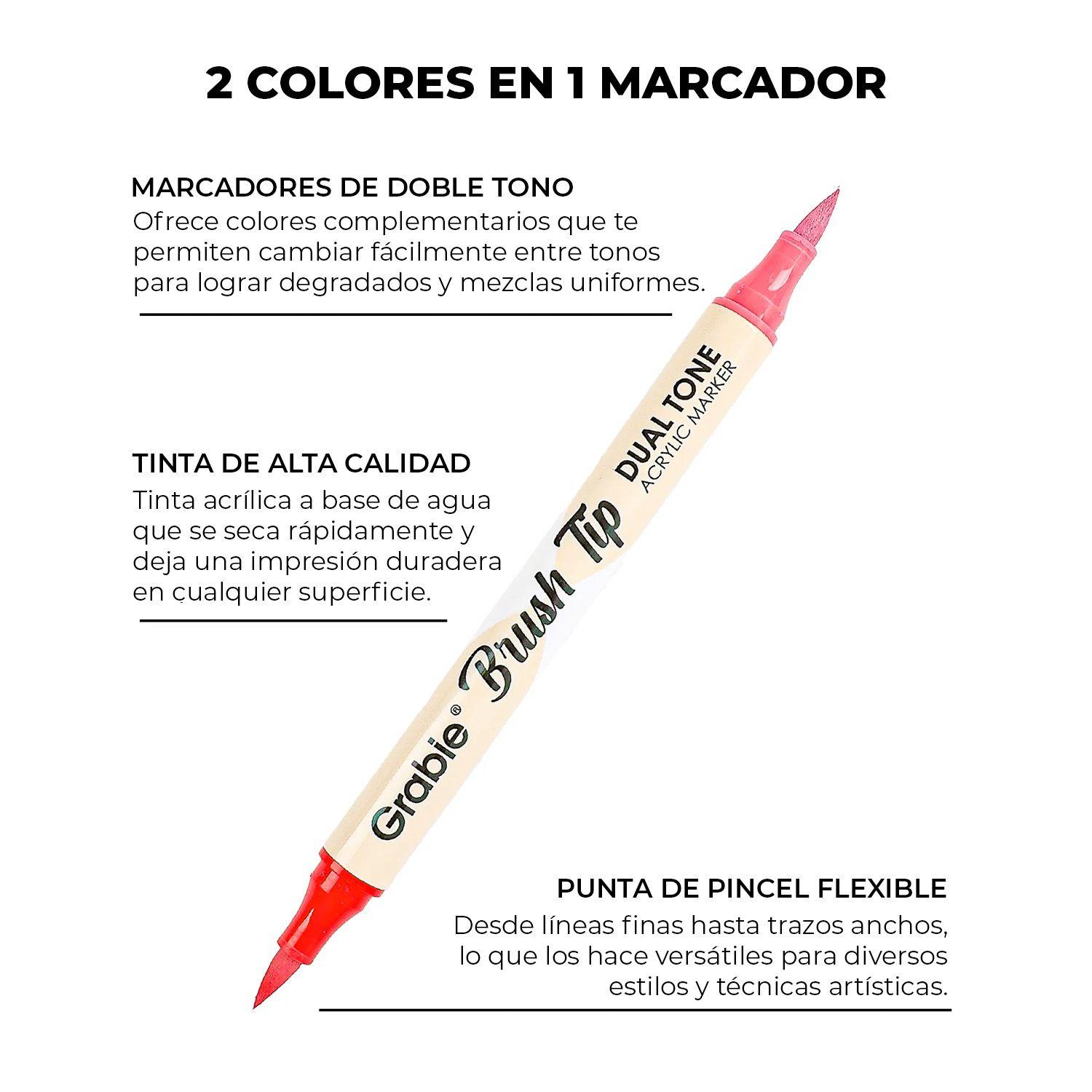 Grabie 36 Marcadores Acrílicos 2en1 punta Pincel 72 colores-3