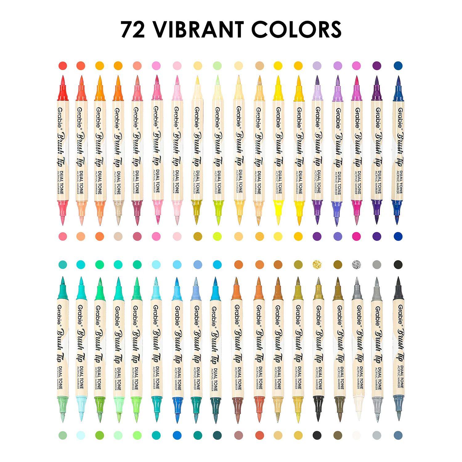 Grabie 36 Marcadores Acrílicos 2en1 punta Pincel 72 colores-4