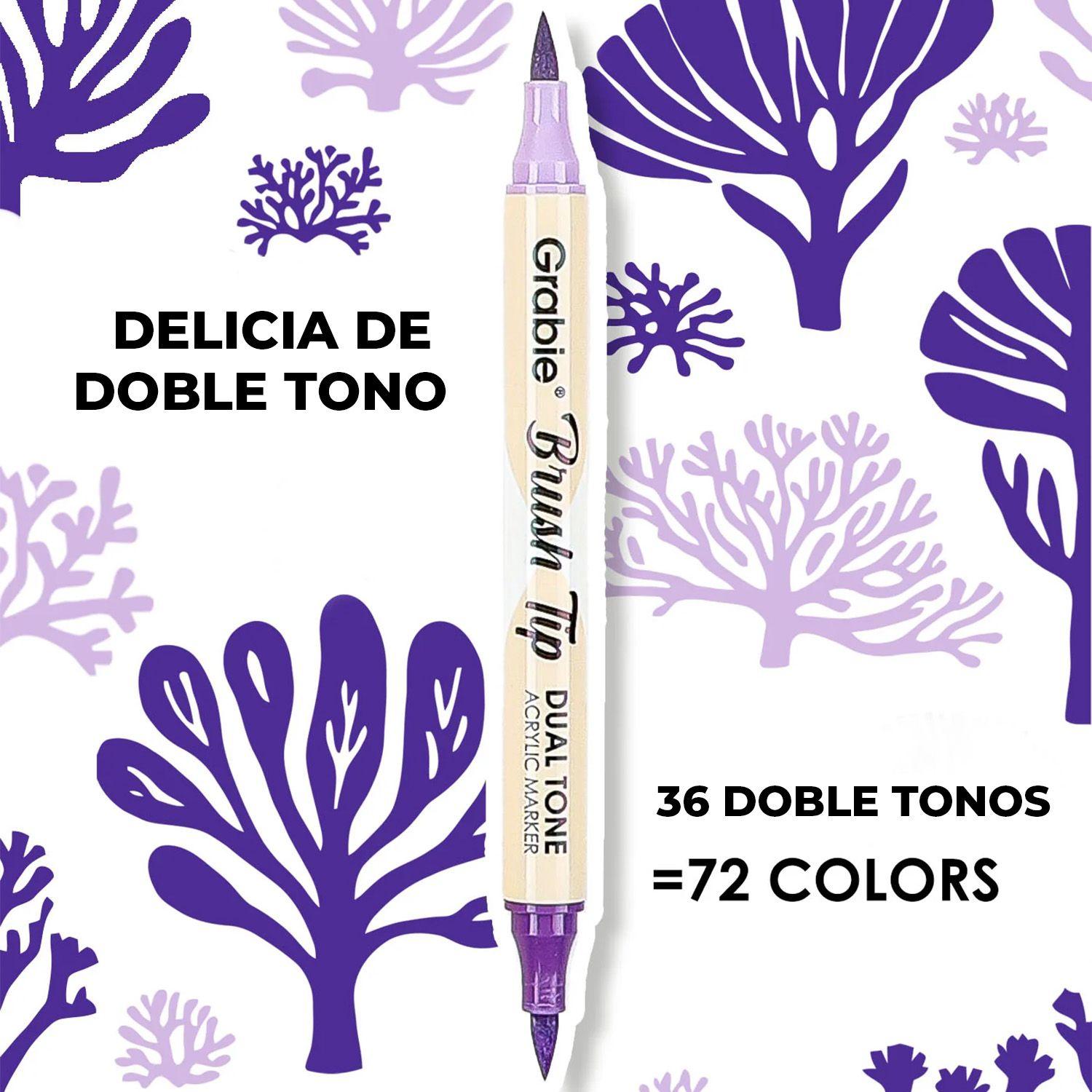 Grabie 36 Marcadores Acrílicos 2en1 punta Pincel 72 colores-5