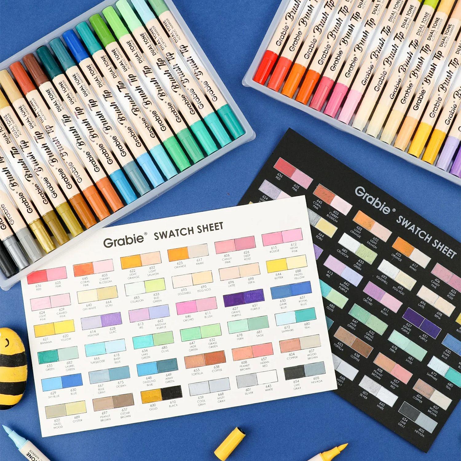 Grabie 36 Marcadores Acrílicos 2en1 punta Pincel 72 colores-8