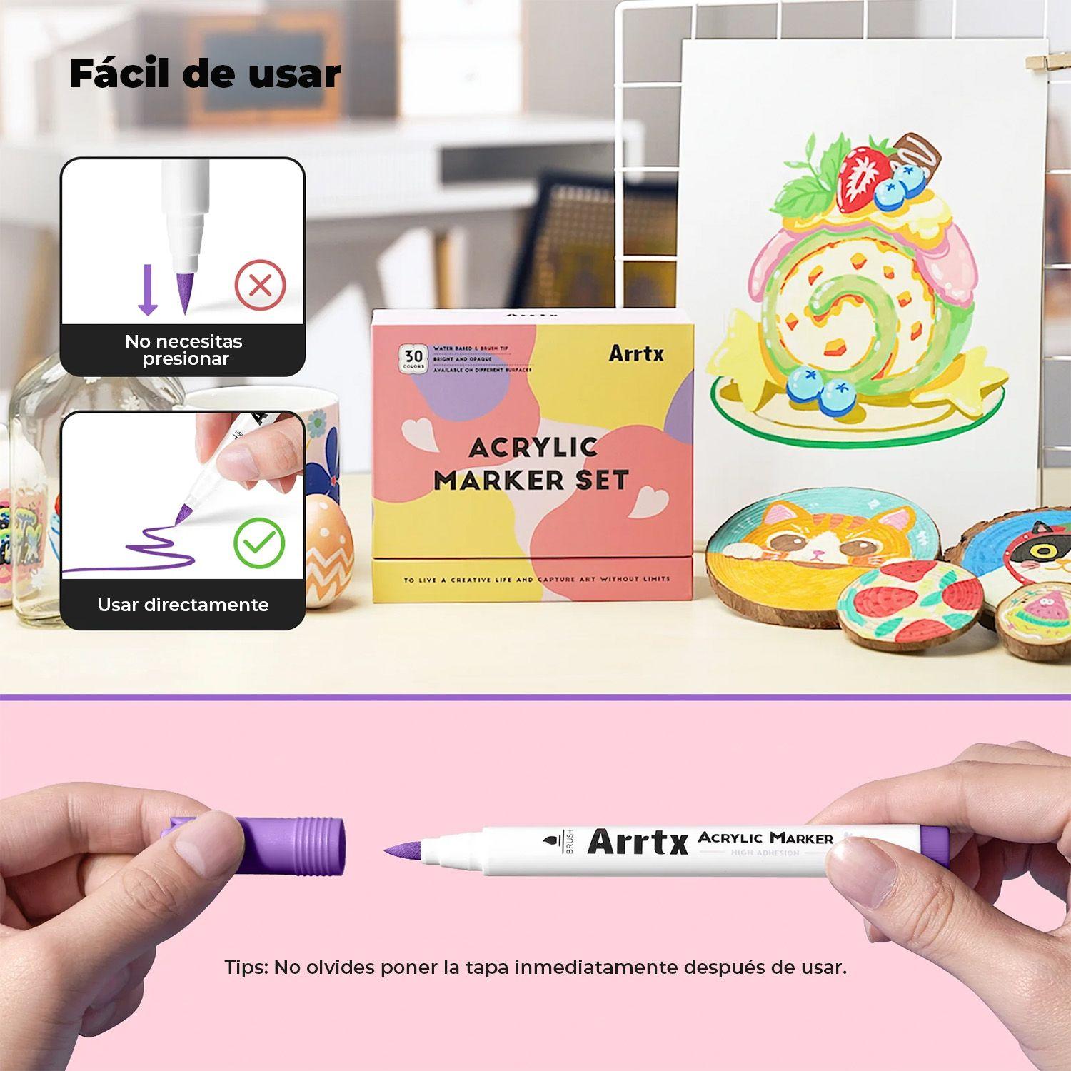Arrtx 30 Marcadores Acrílicos Punta Pincel 30D-3