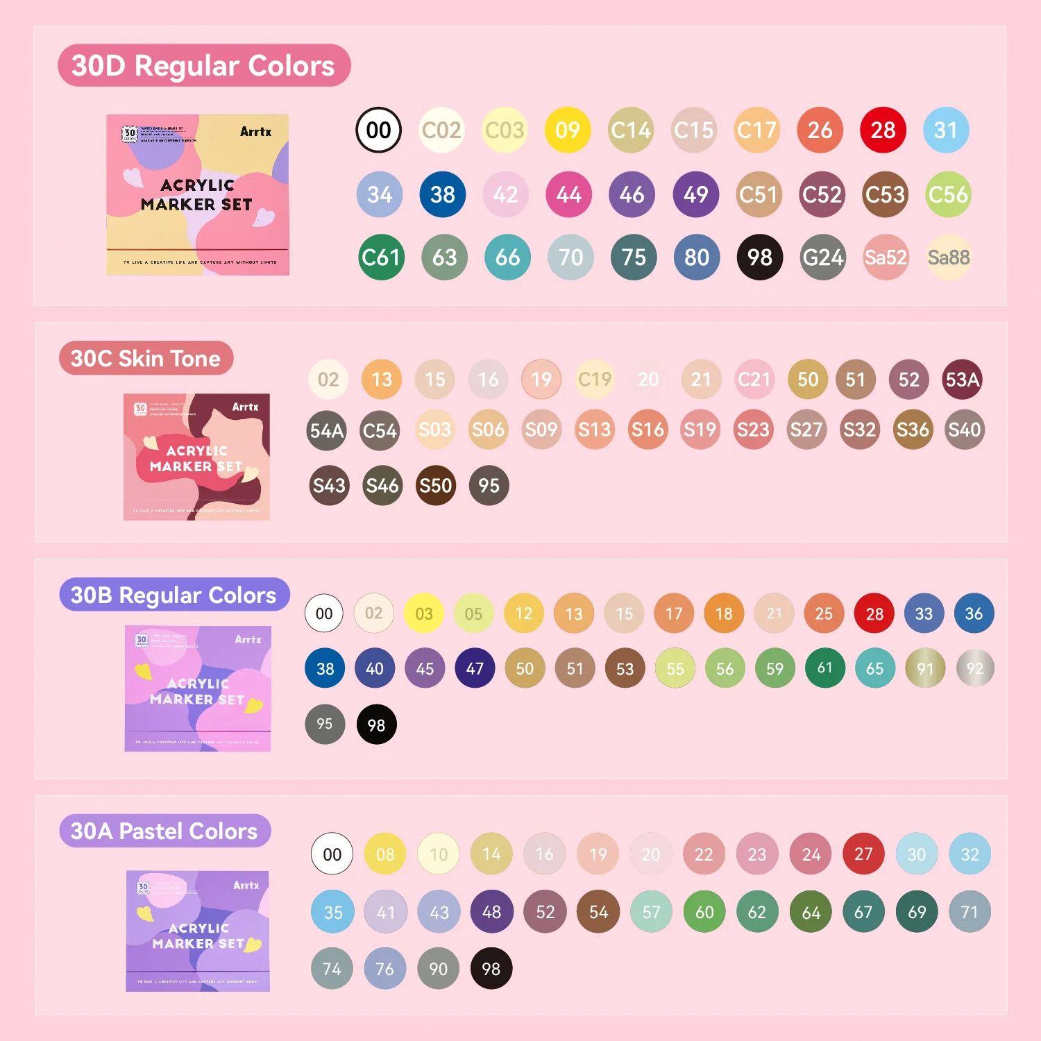 Arrtx 30 Marcadores Acrílicos Punta Pincel 30D-8