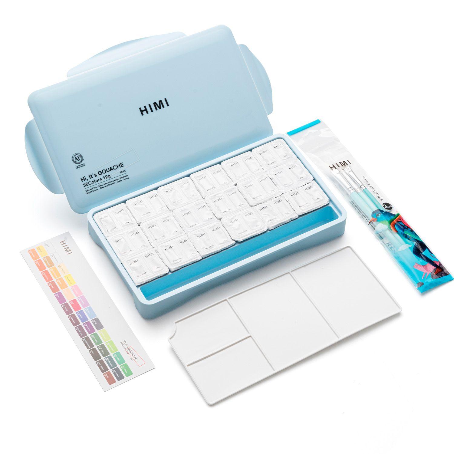 Himi Set Gouache 36 Colores Twin Cup 12g + 3 pinceles Azul-4